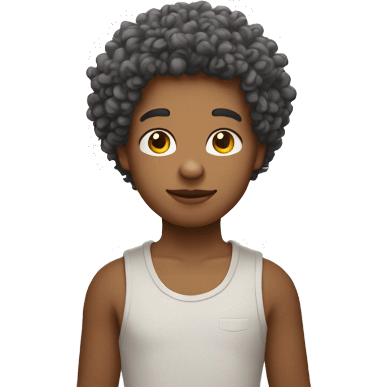 Garçon aux cheveux bouclés qui fait un cœur avec ses mains emoji