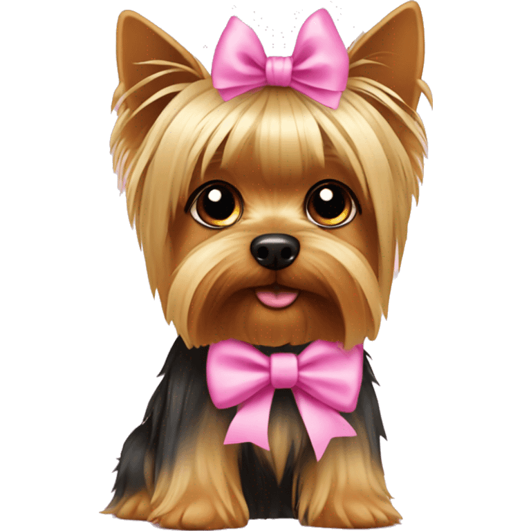 Yorkshire terrier with pink bow emoji