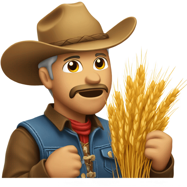 cowboy with wheat in mouth with his head down ￼ emoji