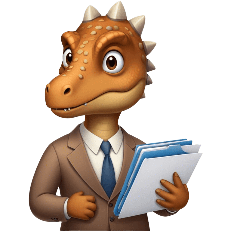 sad office dinosaur holding folders and papers emoji