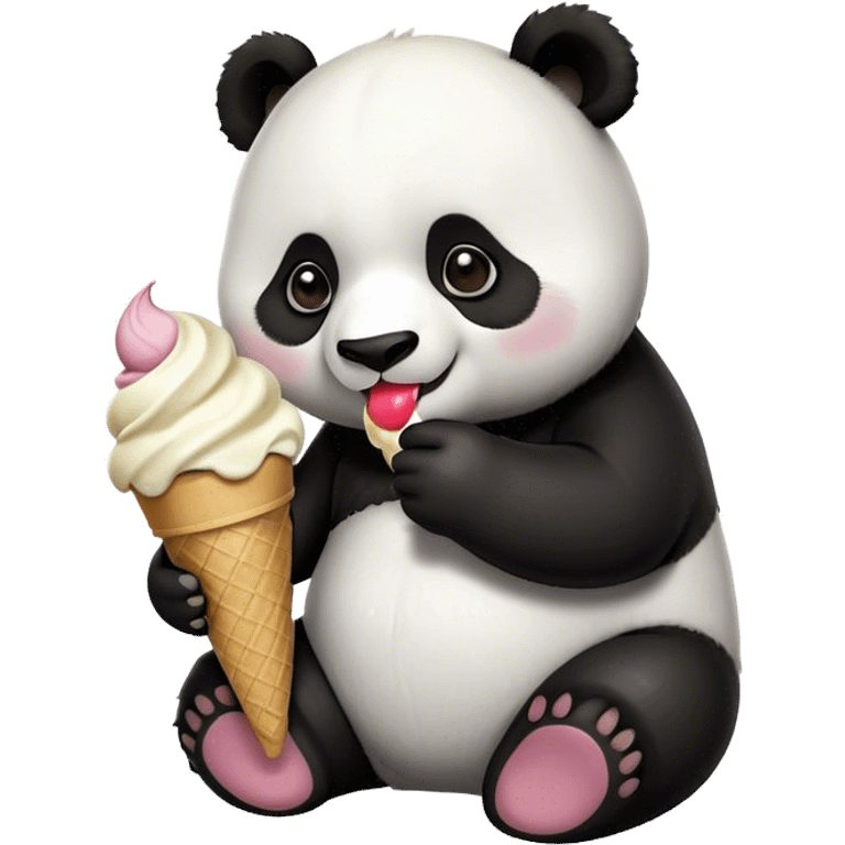 Panda eating ice cream emoji