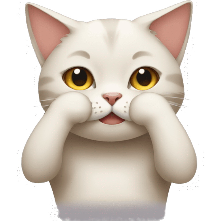 cat covering its face in shame with its paws emoji