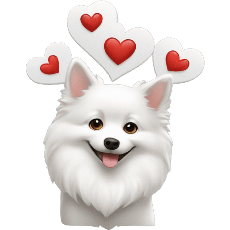 white spitz making a heart with his paws emoji