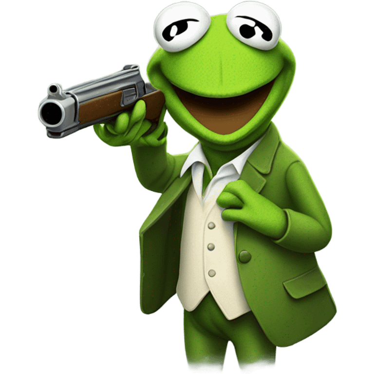 Kermit with a gun emoji