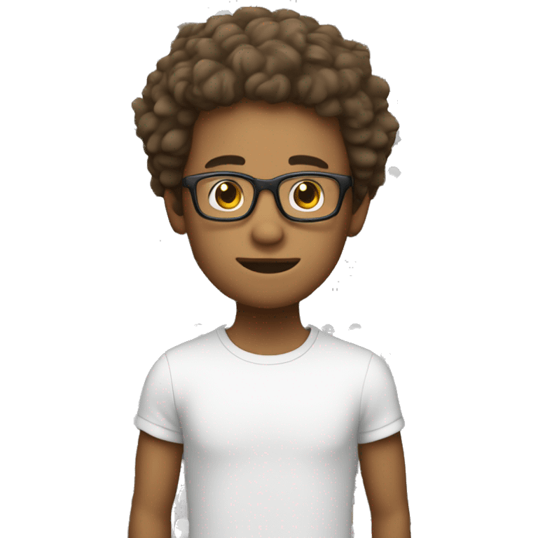 A boy have big hairs and skin colour white with spex emoji