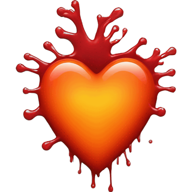 bleeding red heart shape glowing red-orange emoji