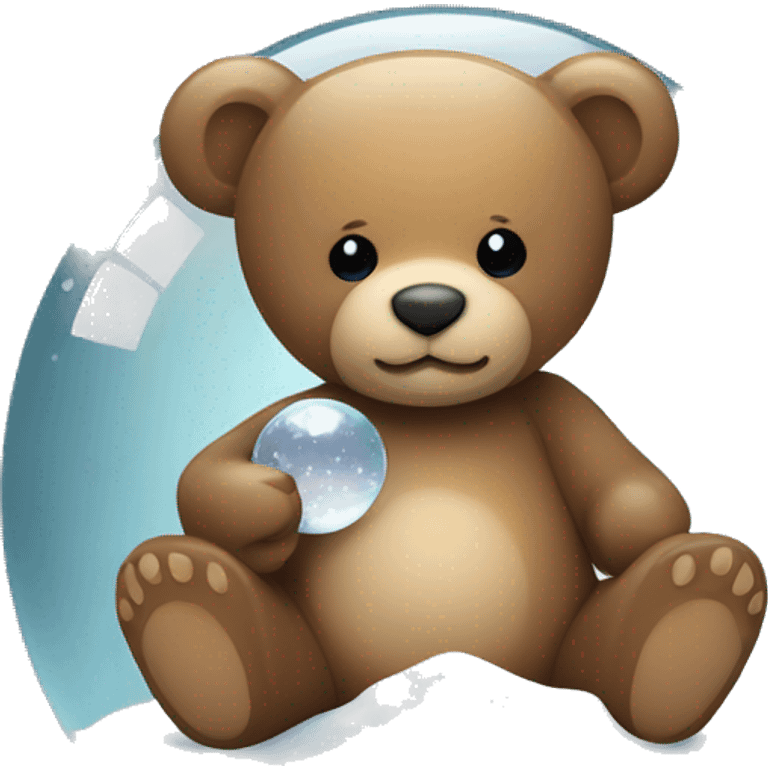 Teddy bear holding a snow globe emoji