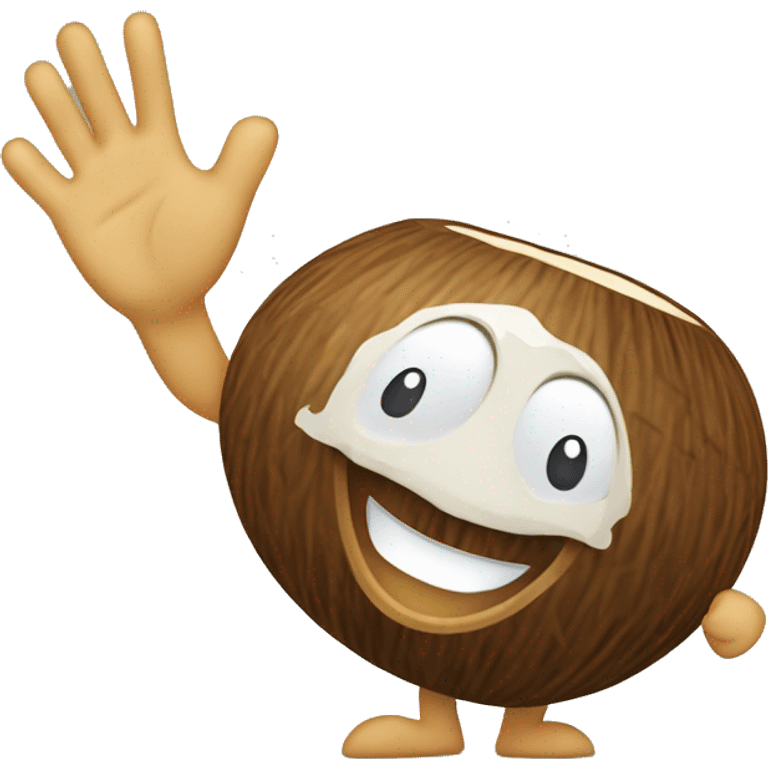 Happy clapping cartoon coconut emoji