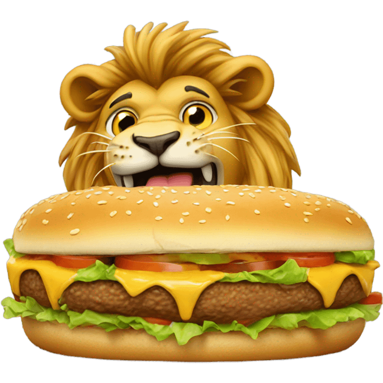 lion eating burger emoji