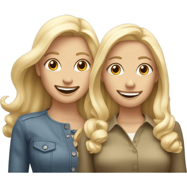 Two medium blonde white female best friends excited  emoji