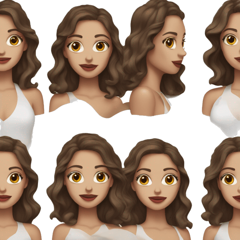 Blue eyed woman with brunette Hollywood waves emoji