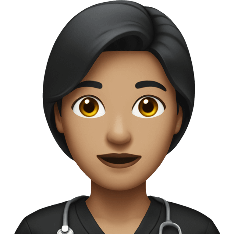 Dark bob hair woman in black scrubs emoji