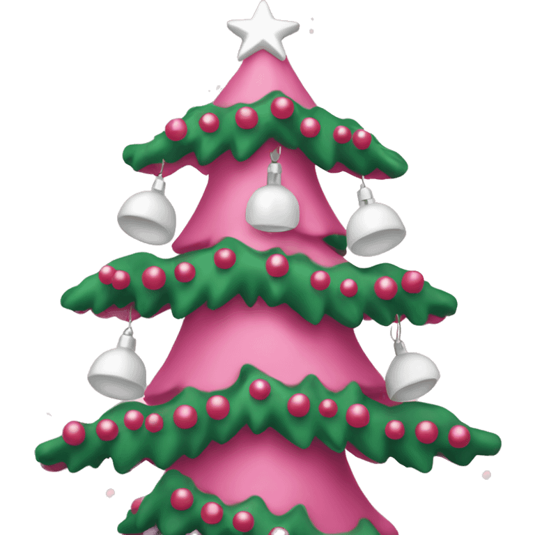 A pink Christmas tree with white bells emoji