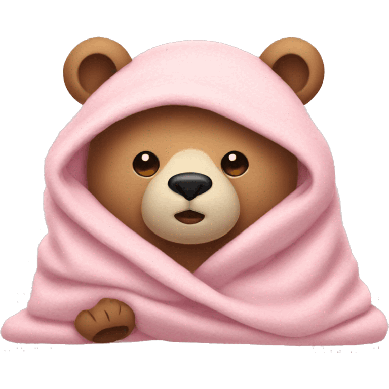 bear cozy in a light pink blanket emoji