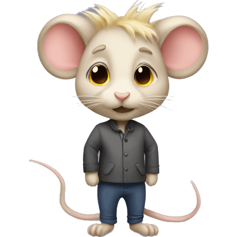 Rat standing with shoulder length blond hair emoji