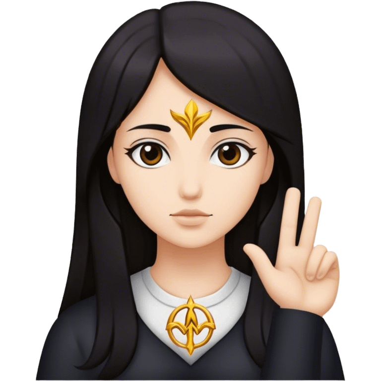 Virgo symbol dark hair  emoji