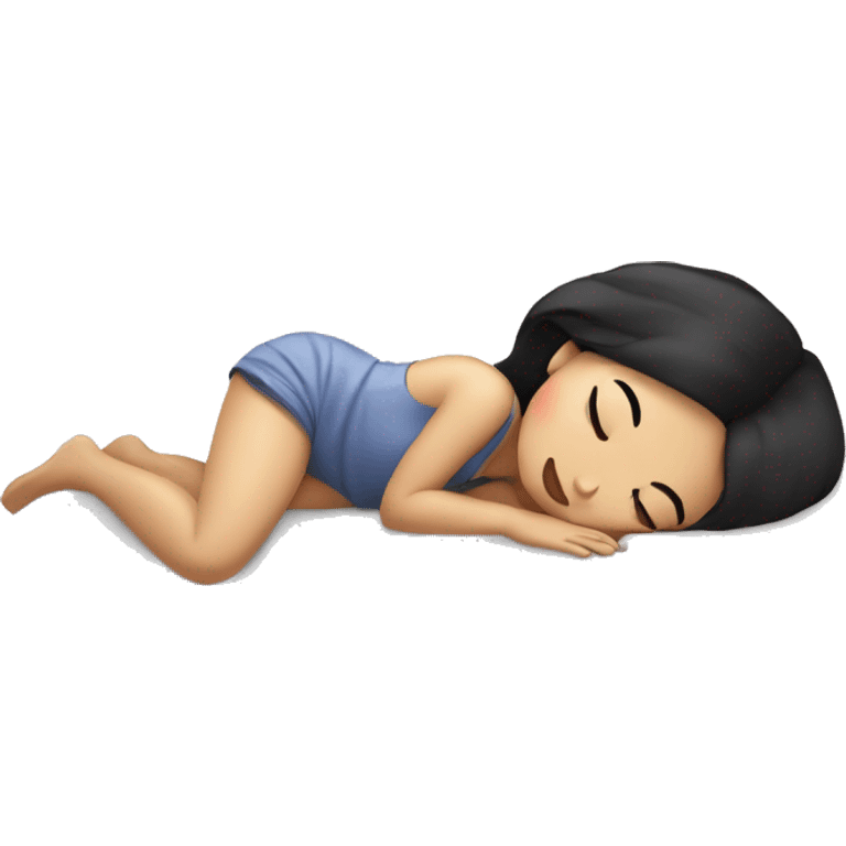 Coquette asian black hair girl sleeping  emoji