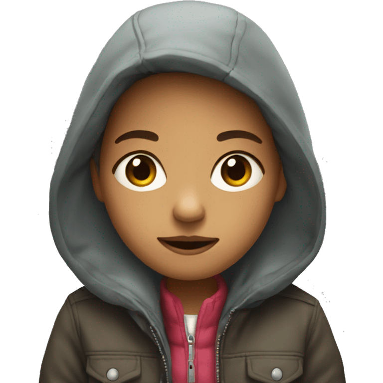 girl in jacket looking at viewer emoji