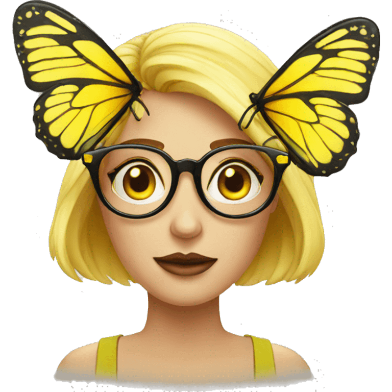 ig yellow angry woman emoji with black butterfly frame eyeglasses emoji