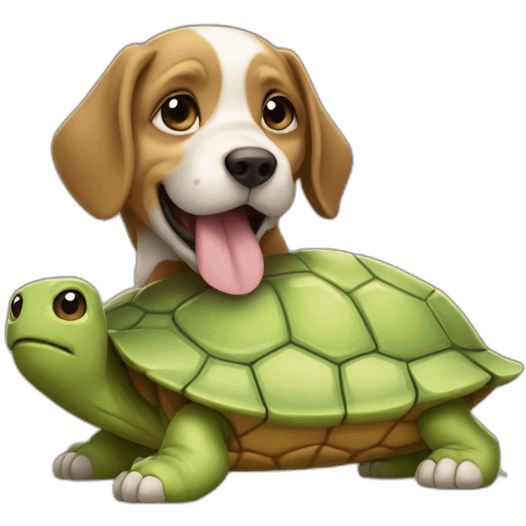 Chien sur une tortue emoji