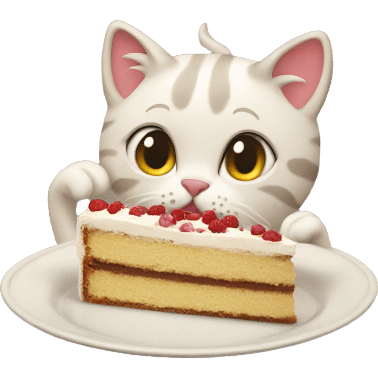 Cat eating cake emoji