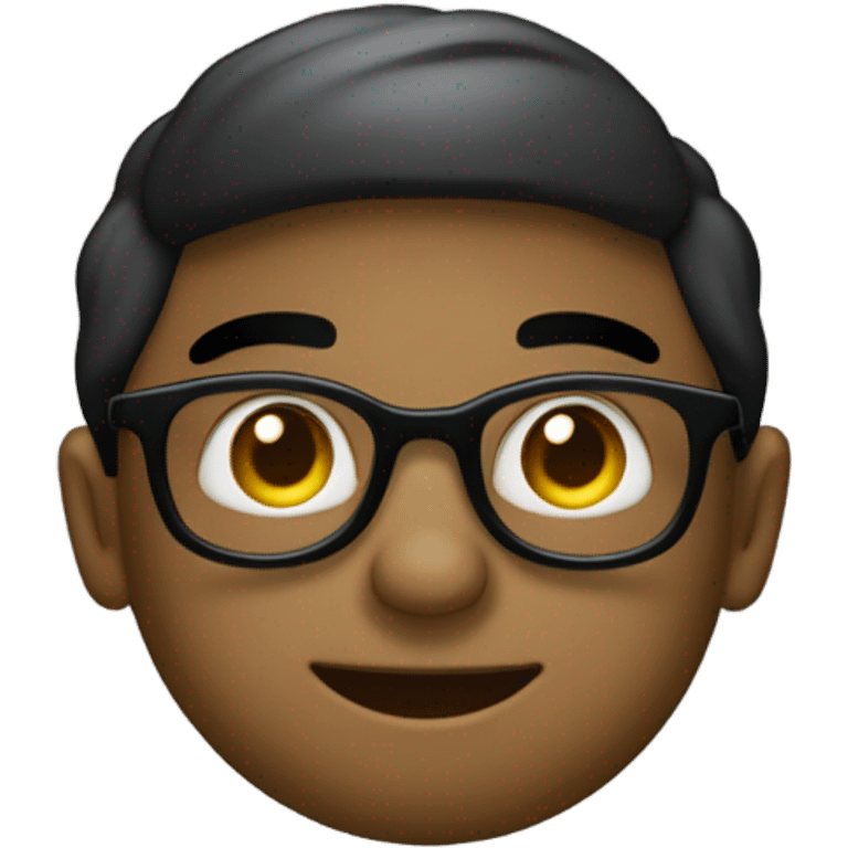 um menino de pele escura clara com um oculos dourado redondo de chapeu preto emoji