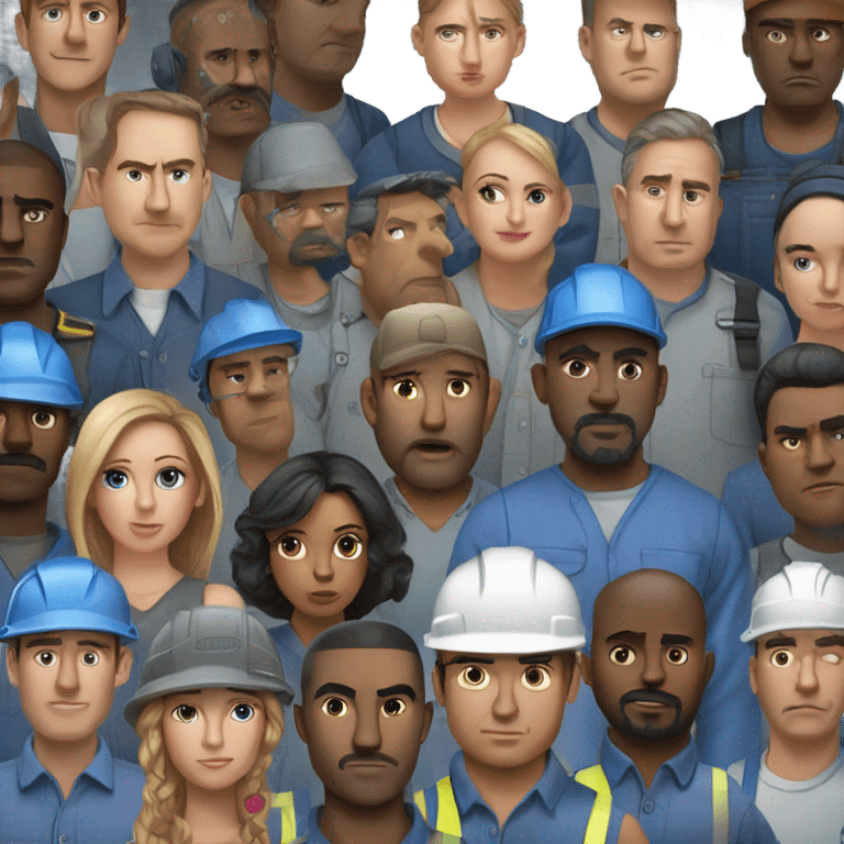 blue collar workers photorealistic serious emoji