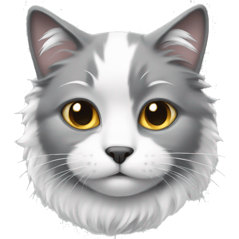 Grey and white fluffy cat emoji