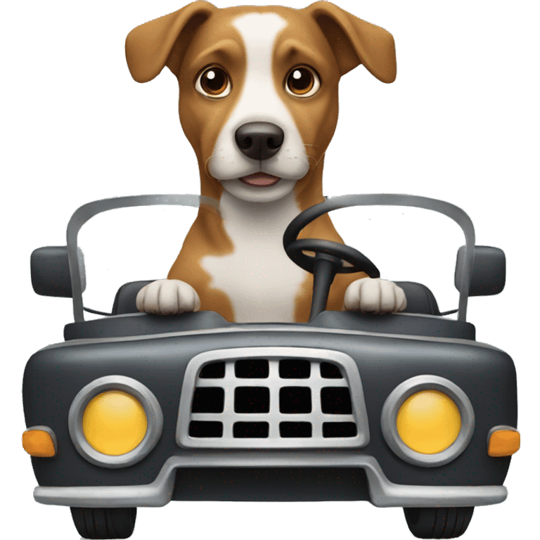 Dog driving  emoji