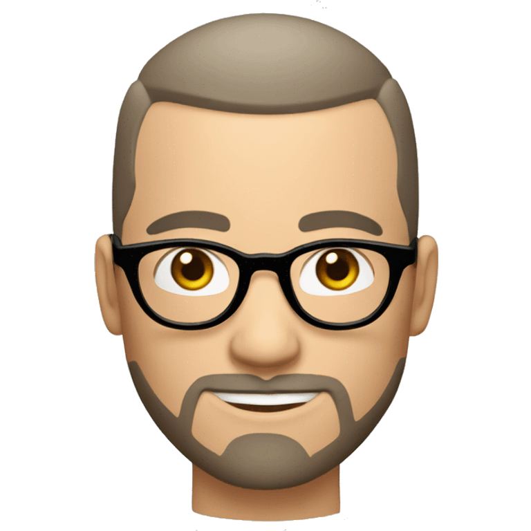 white skin male with a dark buzzcut and short beard, round glasses emoji