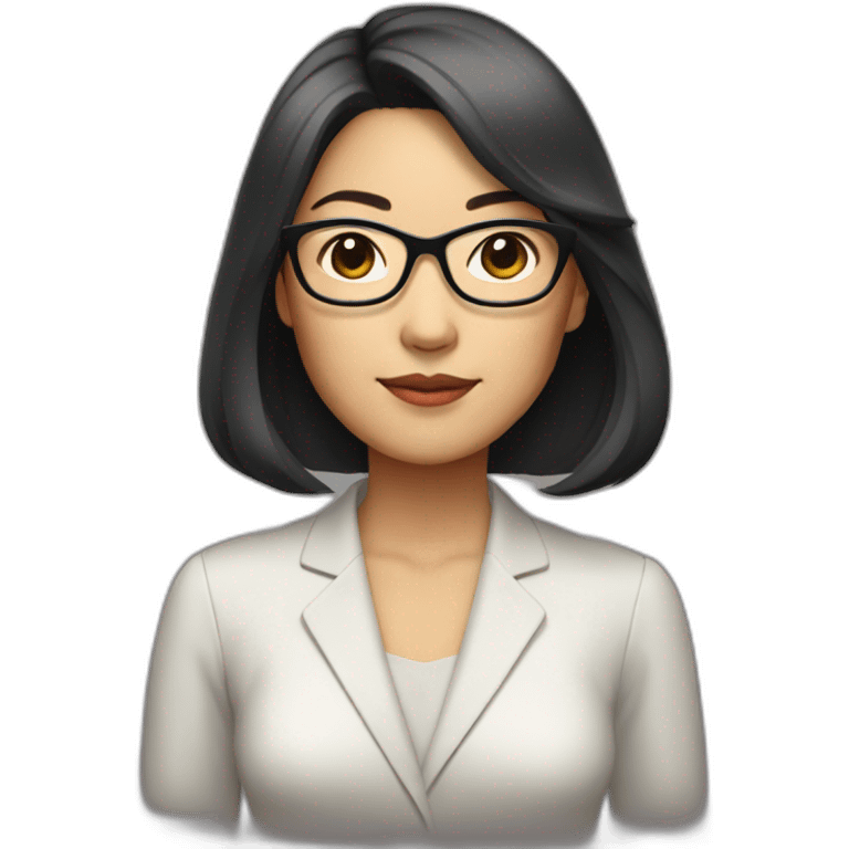 40's Asian woman with glasses and straight medium lengthhair emoji