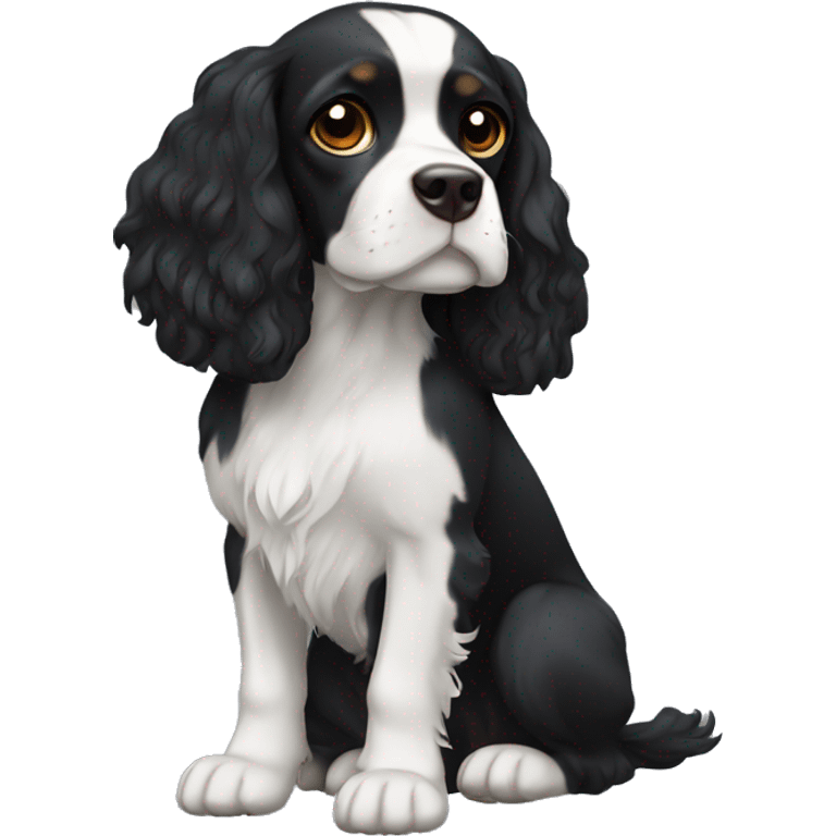 Small completely black king spaniel with white on chest emoji