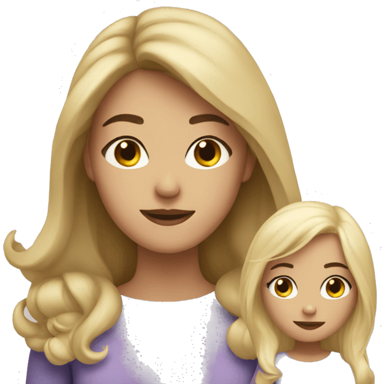 Brunette mom and blonde daughter  emoji