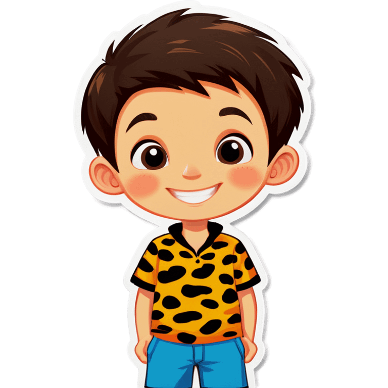 smiling boy in leopard print emoji