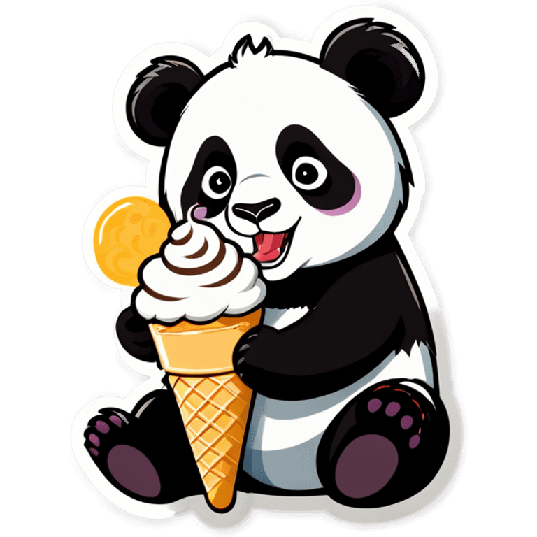 Panda eating ice cream emoji