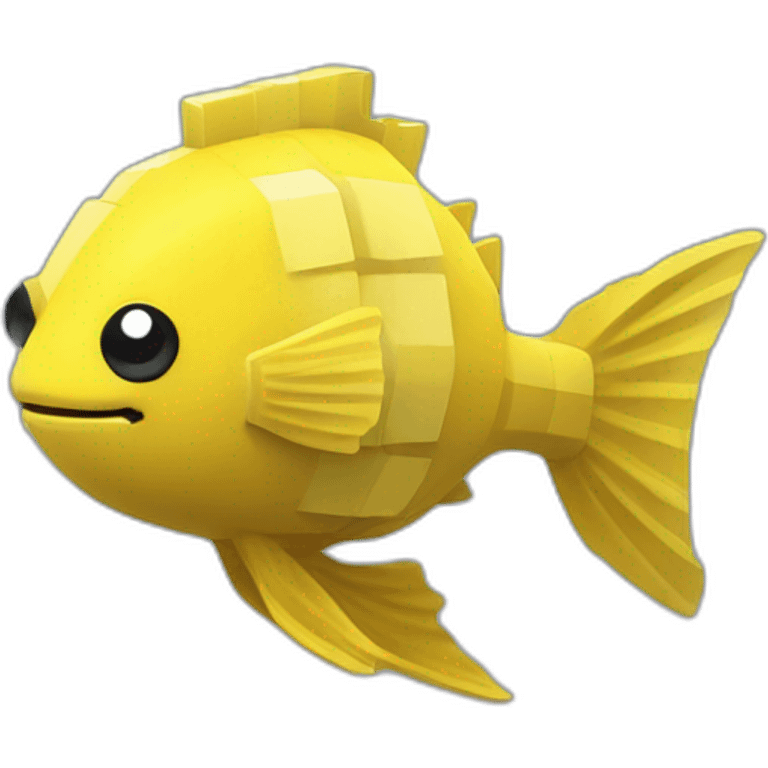 cube yellow fugu fish with two fins and tail in minecraft style full size emoji