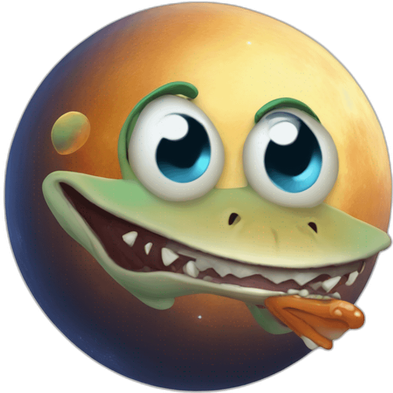 planet Mercury with a cartoon grimacing lizard face emoji