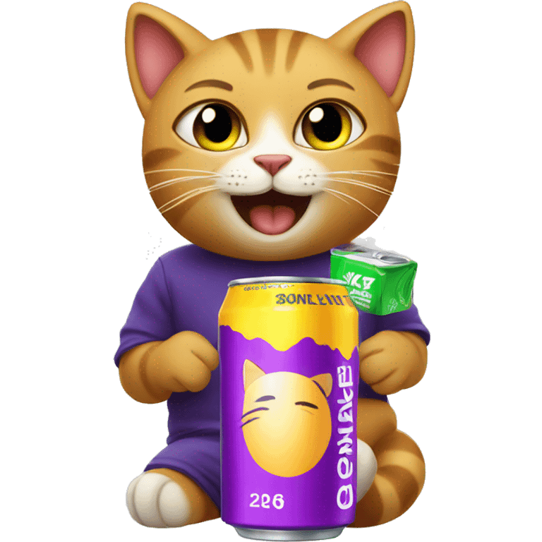 cat drinks energy drink emoji