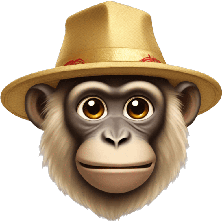 Monkey wearing a Chinese hat emoji