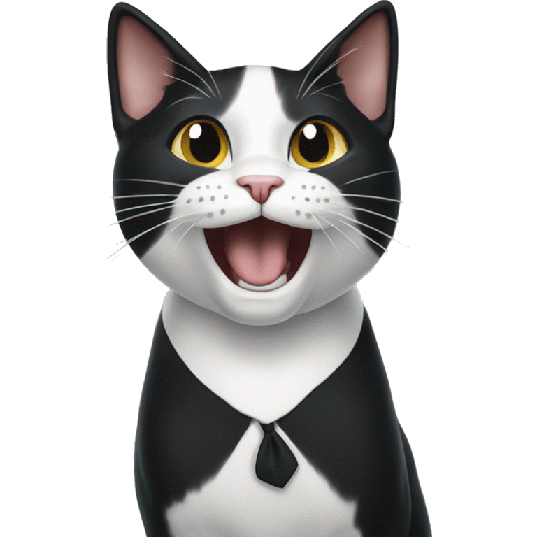 Tuxedo cat meowing  emoji