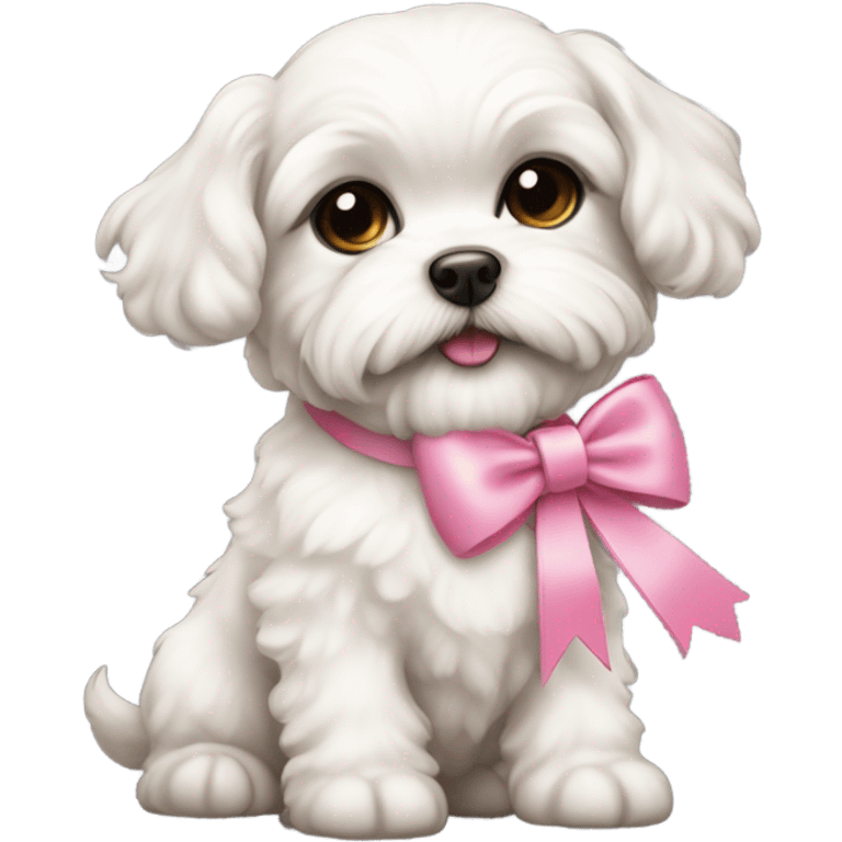 Schichon puppy pink bow emoji