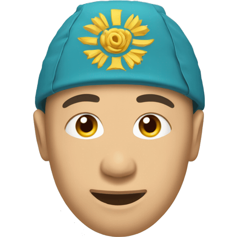 smiling mongol in a headgear kazakhstan emoji