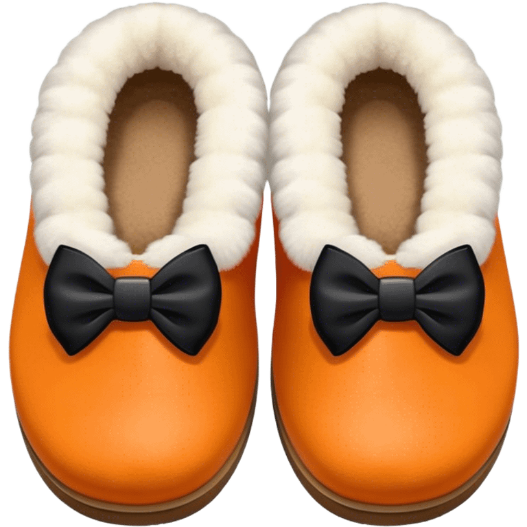 Uggs slippers with orange, white and black bows emoji