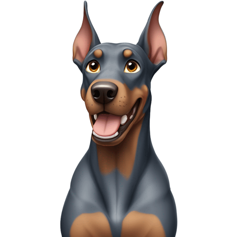 blue grey doberman smiling emoji