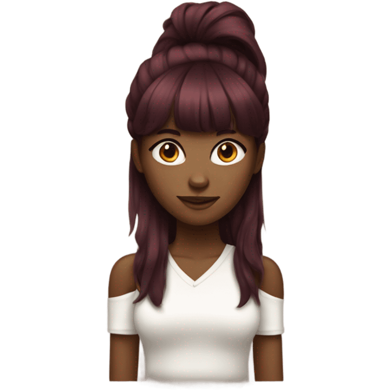 black girl with dark red hair and bangs  emoji