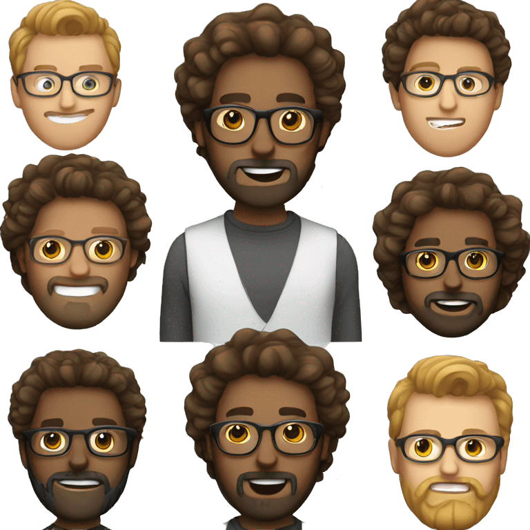 curl brown hair guy with glasses and beard emoji