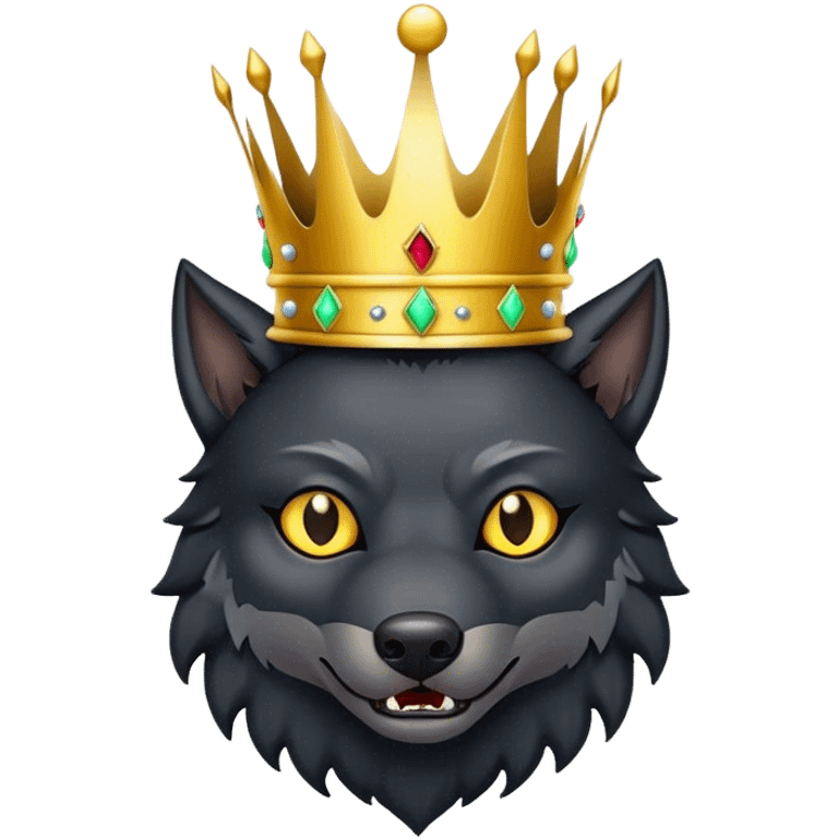 Scary Evil Black Wolf with Gold Crown emoji