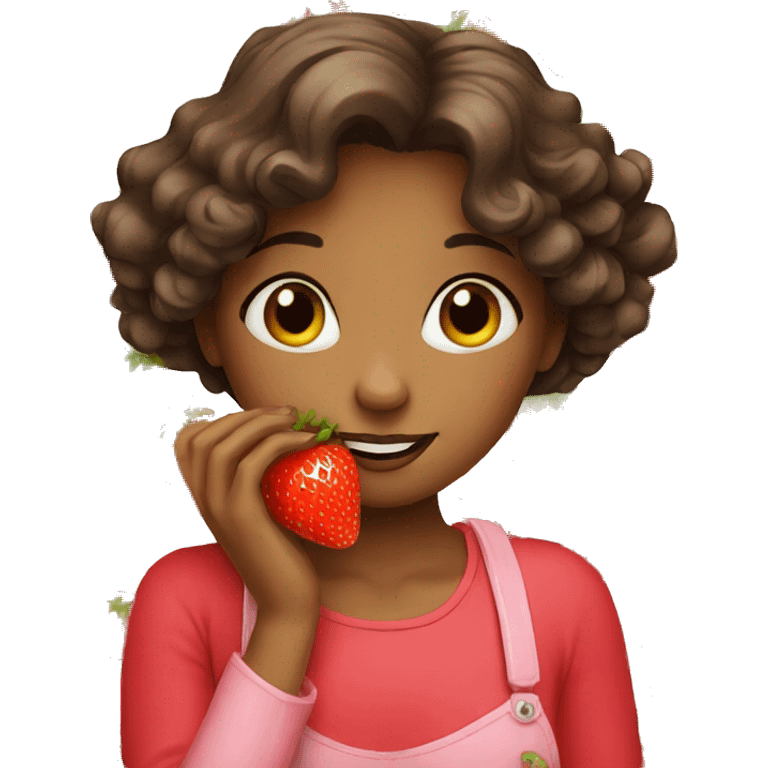 Girl eating strawberry emoji