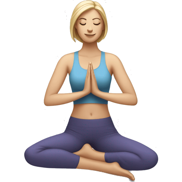 one white woman sitting in yoga pose emoji