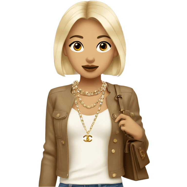 Blonde Chanel Asian Girl with Birkin bag and Chanel necklace emoji